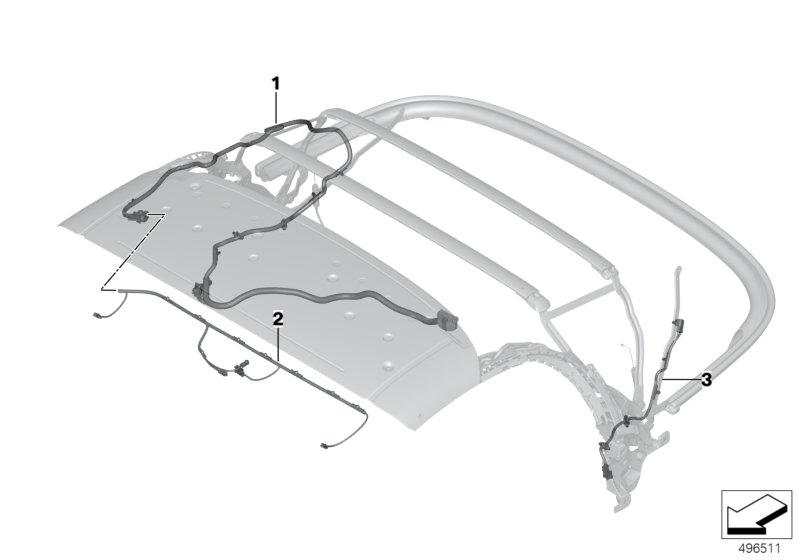 Электрика/жгут проводов складного верха для BMW G29 Z4 M40i B58D (схема запчастей)