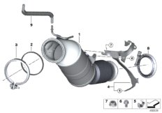 Катализатор рядом с двигателем для BMW G01 X3 30iX (TR91) B48 (схема запасных частей)