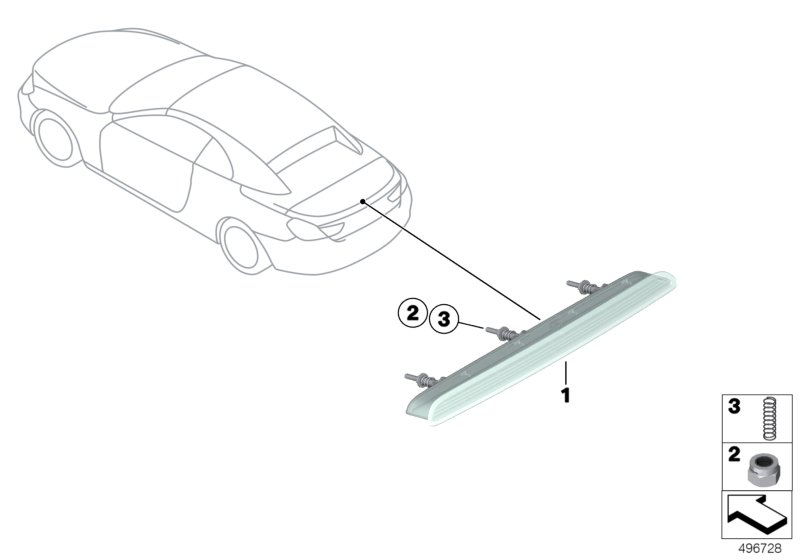 Третий фонарь стоп-сигнала для BMW MOSP M6 GT3 P63 (схема запчастей)