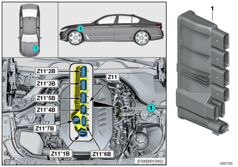 Встроенный модуль питания Z11 для BMW G20 320dX B47D (схема запчастей)