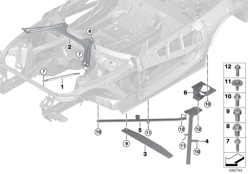 Элемент усиления кузова для BMW G29 Z4 M40i B58D (схема запчастей)