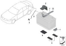 Оригинальные доп.элементы BMW для АКБ для BMW G21 330iX B48D (схема запасных частей)