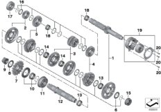 Валы коробки передач для BMW K67 S 1000 RR 19 (0E21, 0E23) 0 (схема запасных частей)