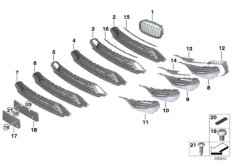 Облицовка, декор.элементы Пд для BMW F45N 220dX B47D (схема запасных частей)