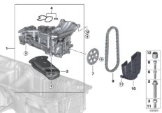 Смазочная система/маслян.насос с прив. для BMW F98 X4 M S58 (схема запасных частей)