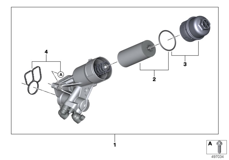 Смазочная система-масляный фильтр для BMW F97 X3 M S58 (схема запчастей)