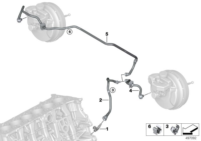 Вакуумный трубопр.усилителя тормозов для BMW F98 X4 M S58 (схема запчастей)
