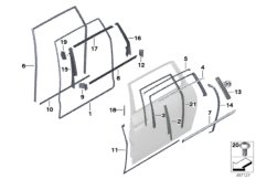 Накладки и уплотнения двери Зд для ROLLS-ROYCE RR11 Phantom N74L (схема запасных частей)