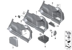 Боковая обшивка багажного отделения П для BMW G20 330i B48D (схема запасных частей)