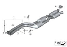 Катализатор/Средний глушитель для BMW F97 X3 M S58 (схема запасных частей)