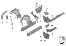 Колесная ниша/лонжерон для BMW G21 320i B48C (схема запасных частей)