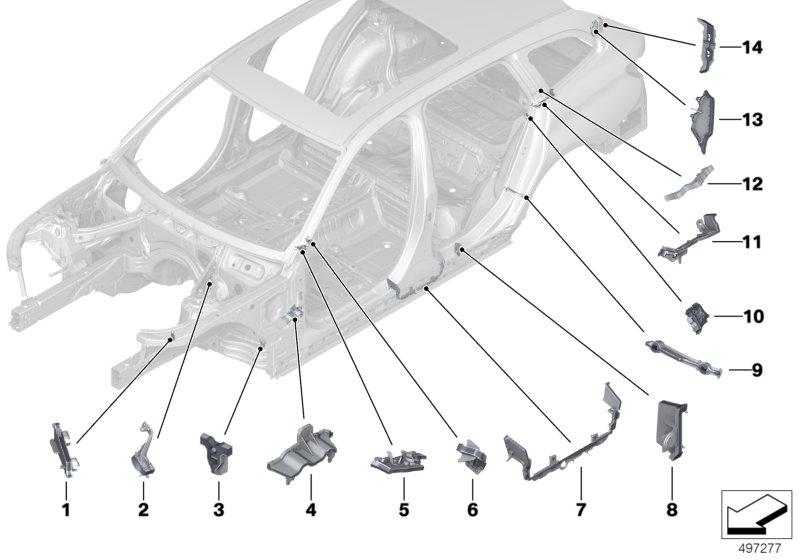 Шумоизоляции полостей для BMW G21 330d B57 (схема запчастей)