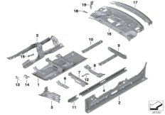 Перегородка баг.отделение/детали днища для BMW G20 330e B48X (схема запасных частей)