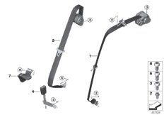 Ремень безопасности Зд для BMW RR31 Cullinan N74L (схема запасных частей)