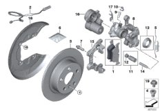 Тормозной механизм заднего колеса для BMW F60 Cooper S ALL4 B46 (схема запасных частей)