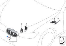 Наружные накладки / декоративные решетки для BMW F90 M5 S63M (схема запасных частей)