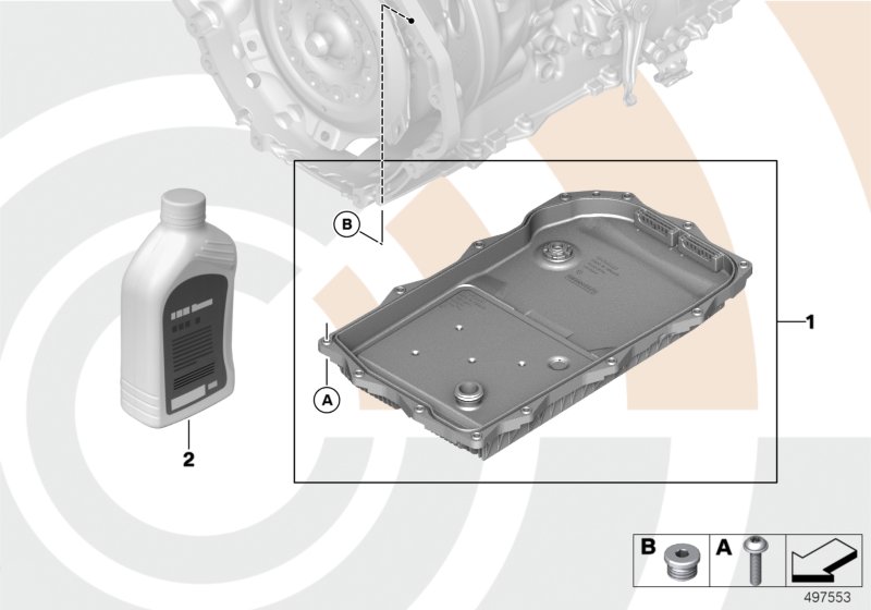 К-т для замены масла АКПП для BMW F20 M135iX N55 (схема запчастей)