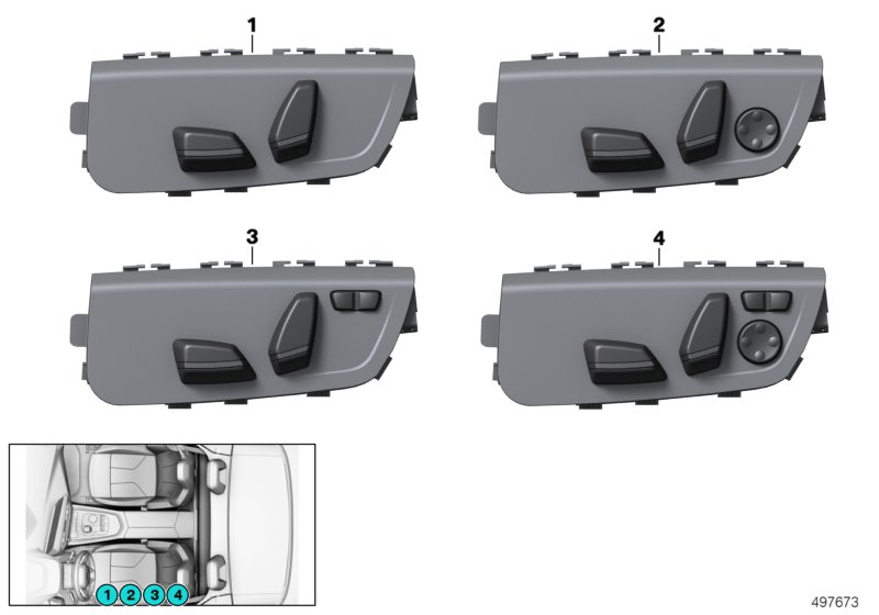 Кнопка регулировки сиденья водителя для BMW G29 Z4 20i B48D (схема запчастей)