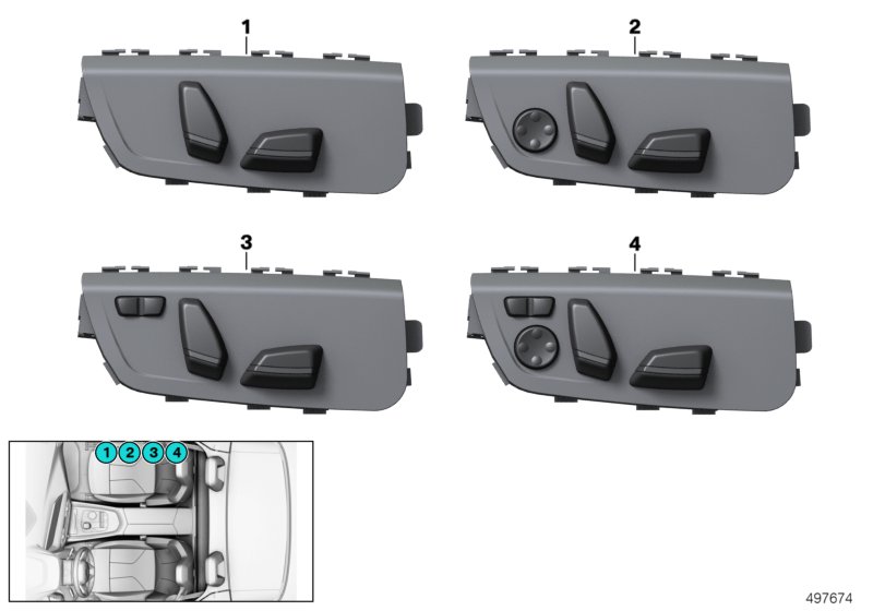 Кнопка регулировки сиденья пер.пас. для BMW G29 Z4 30i B48D (схема запчастей)