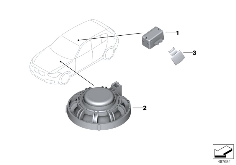Детали устройства громкой связи для BMW F23 218d B47 (схема запчастей)