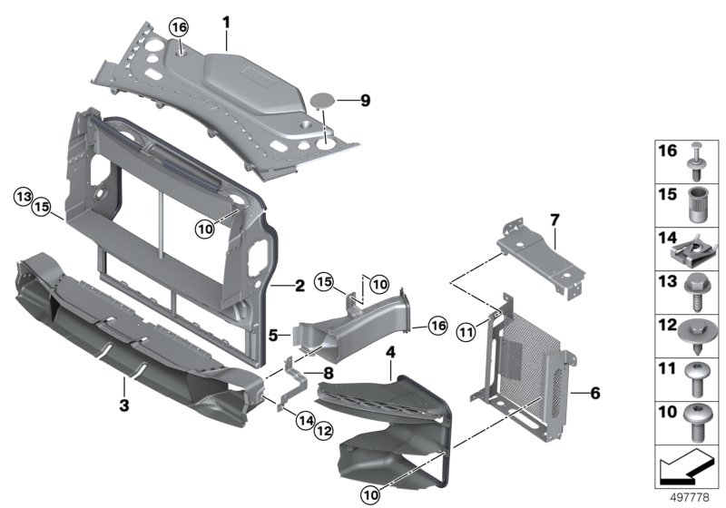 Воздуховоды для BMW RR11 Phantom N74L (схема запчастей)