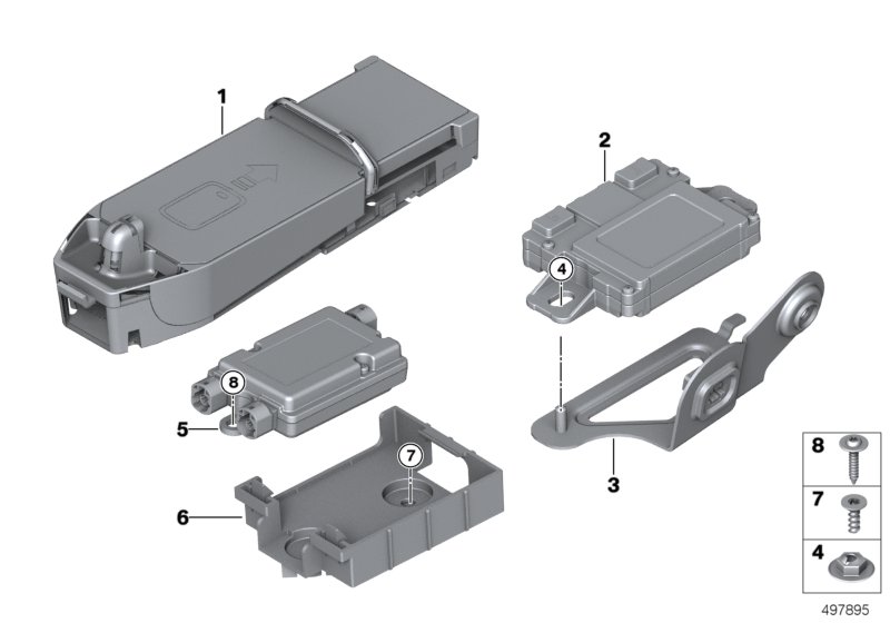 Детали телефония беспроводная зарядка для BMW F22 M235iX N55 (схема запчастей)