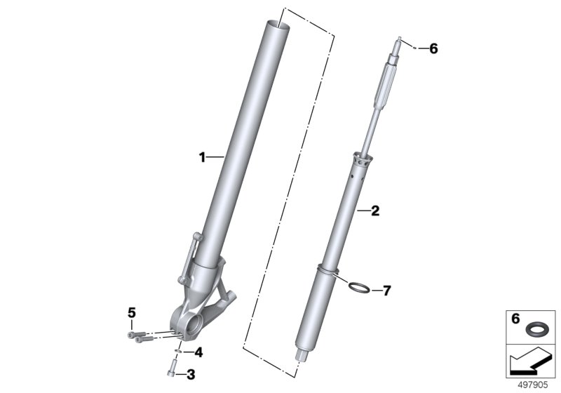 Подвижная трубка/амортизатор для MOTO K67 S 1000 RR 19 (0E21, 0E23) 0 (схема запчастей)