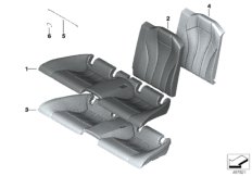 Мягкая часть и обивка заднего сиденья для BMW G15 840i B58C (схема запасных частей)