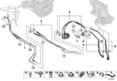 Шланги системы охлаждения под днищем для BMW G07 X7 30dX B57 (схема запасных частей)