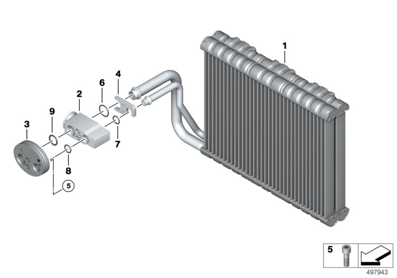 Испаритель/ предохранительный клапан для BMW F10N Hybrid 5 N55 (схема запчастей)