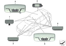 Светильники освещения салона для BMW G07 X7 50iX N63M (схема запасных частей)