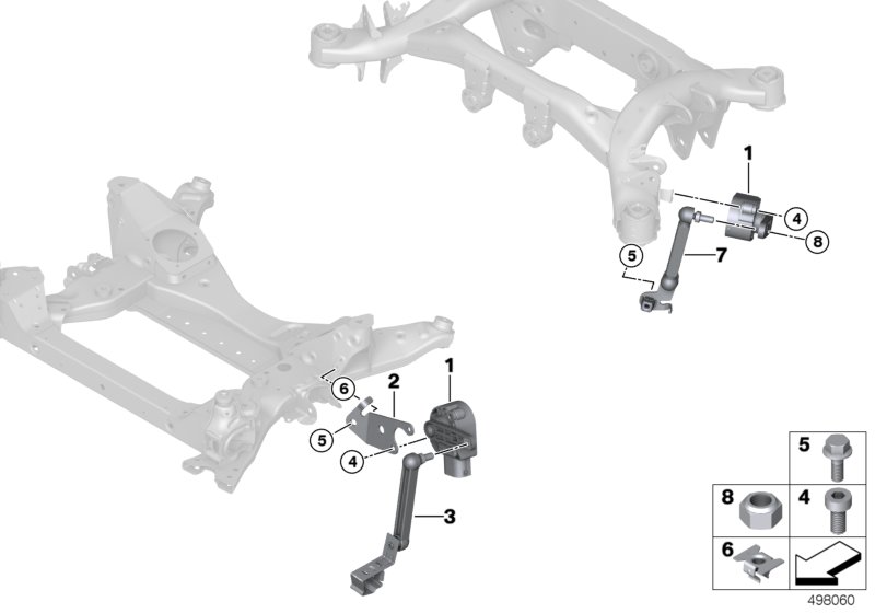 Датчик регулировки угла наклона фар для BMW G02 X4 30iX B48D (схема запчастей)