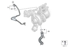 Смазочная система турбонагнетателя для BMW G01 X3 20iX B48C (схема запасных частей)