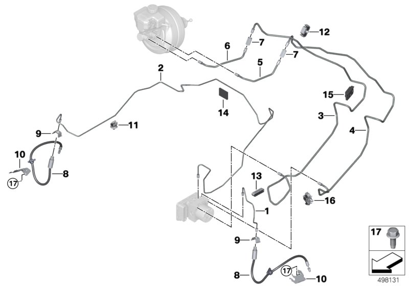 Трубопровод тормозного привода Пд для BMW G29 Z4 30i B48D (схема запчастей)