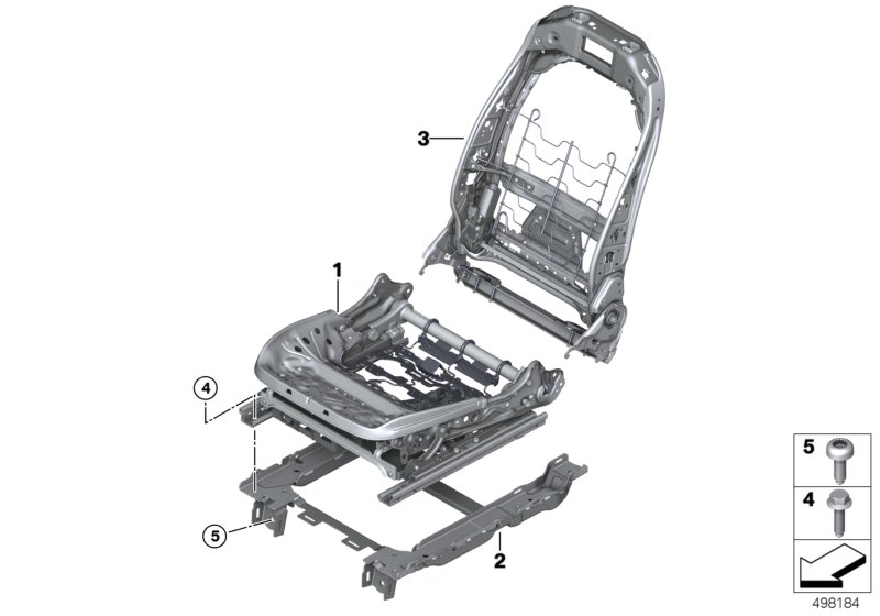 Заднее сиденье, каркас подушки Bussiness для BMW G07 X7 30dX B57 (схема запчастей)