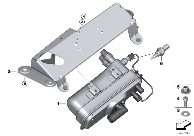 Электонагреватель проточного действия для BMW F15 X5 40eX N20 (схема запчастей)