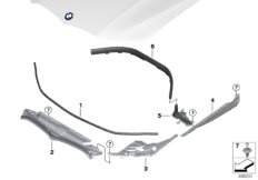 Уплотнители капота для BMW G20 330d B57 (схема запасных частей)