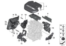 Звукоизоляционный кожух двигателя для MINI F54N One D B37B (схема запасных частей)