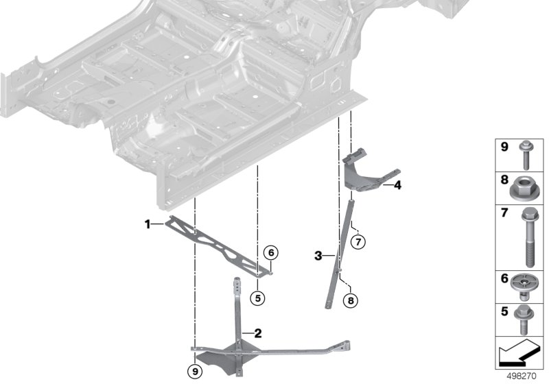 Элемент усиления задней части кузова для BMW F92 M8 S63M (схема запчастей)