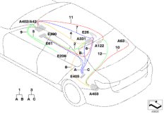 Рем.каб.осн.жгута проводов антенна/коакс для BMW G21 330i B48D (схема запасных частей)