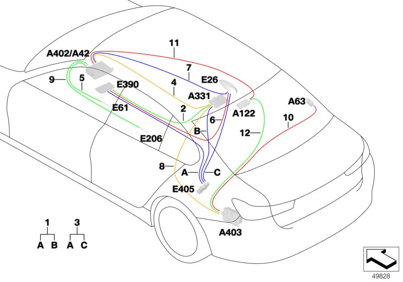 Рем.каб.осн.жгута проводов антенна/коакс для BMW G20 330d B57 (схема запчастей)