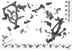 Элементы крепления жгута проводов для BMW F12 650i N63N (схема запасных частей)
