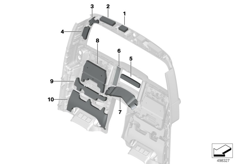 Перегородка, звукоизоляция, пасс.салон для BMW RR12 Phantom EWB N74L (схема запчастей)