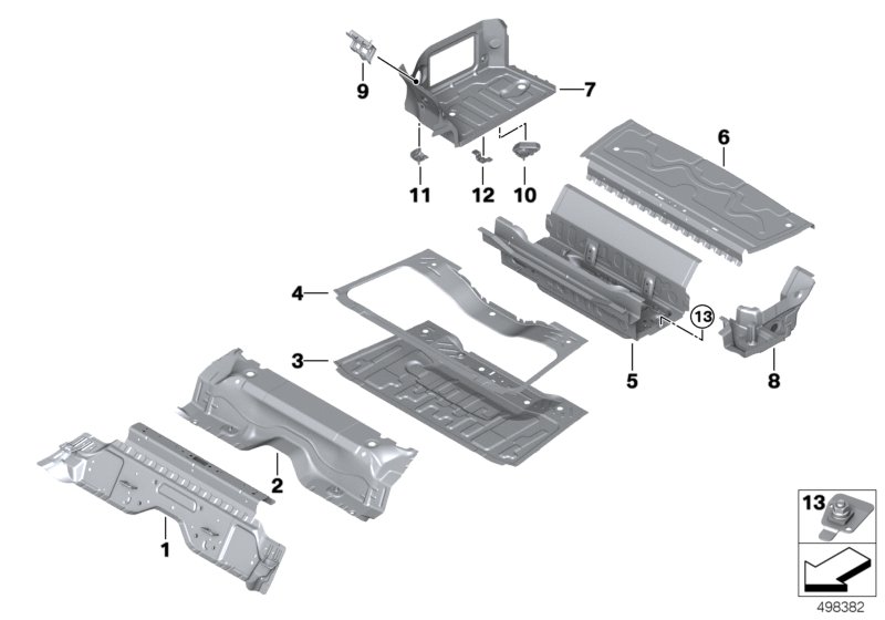 Дополнит.элементы пола багажника для BMW G21 320dX B47D (схема запчастей)