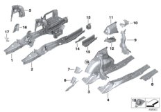 Брызговик Зд/детали днища для BMW G21 M340iX B58D (схема запасных частей)