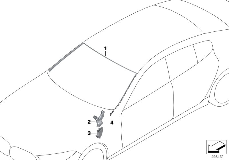 Остекление, дополнительные элементы для BMW G16 840dX B57 (схема запчастей)