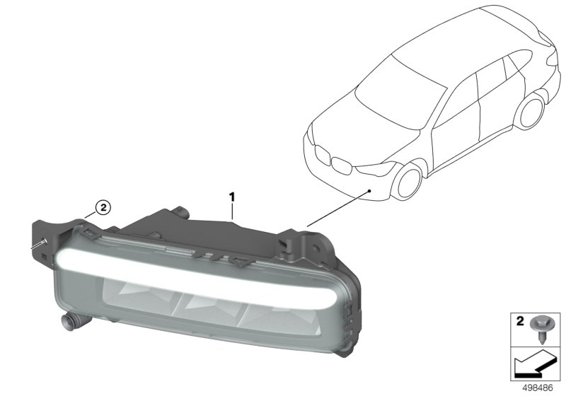 Светодиодная противотуманная фара для BMW F48N X1 20d B47D (схема запчастей)