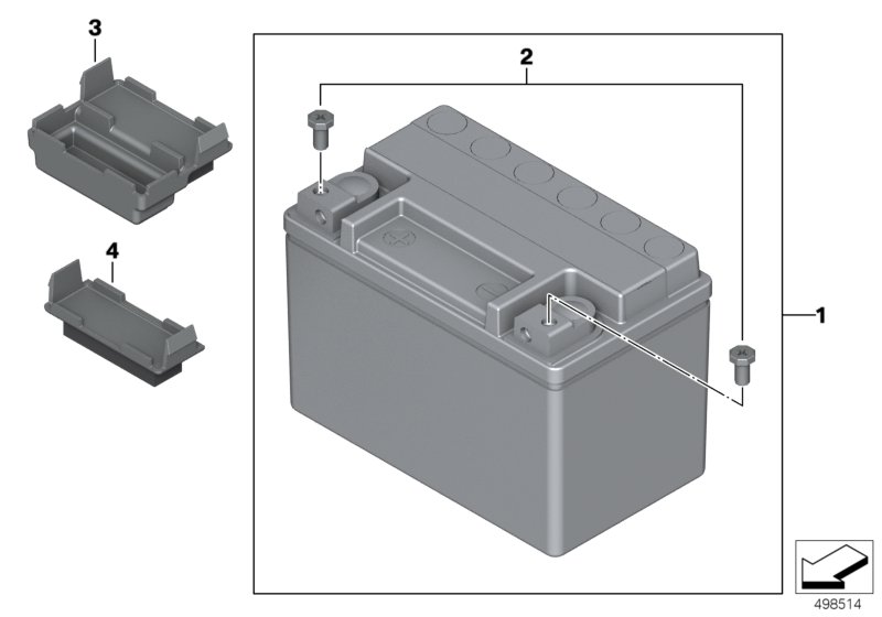 Аккумуляторная батарея AGM для BMW K47 S 1000 R (0D02, 0D12) 0 (схема запчастей)