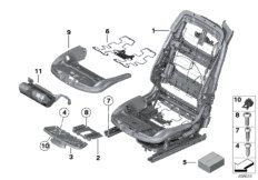 Каркас подушки переднего сиденья для BMW F13N M6 S63N (схема запасных частей)