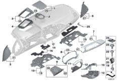 Доп.элементы панели приборов для BMW G01 X3 25dX (TX55) B47 (схема запасных частей)